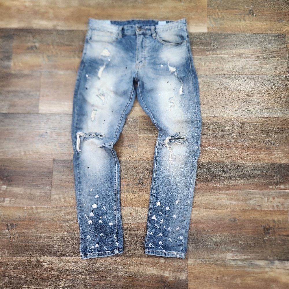 SMOKE RISE Mens Denim Distressed Stretch Jeans Size 32